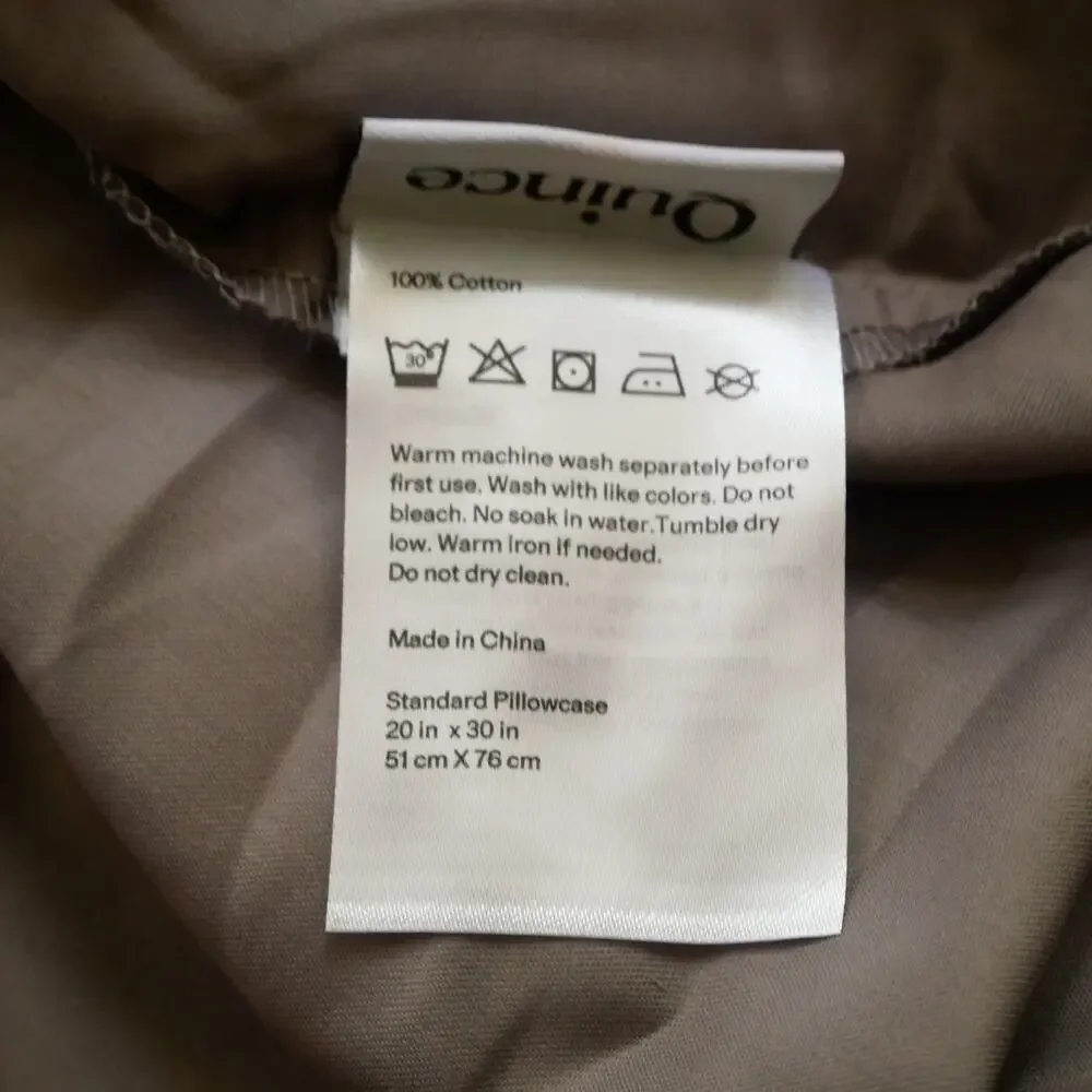 Quince Pillowcase  Set of  2 Signature Giza Cotton Sateen Pillowcase Stone NEW